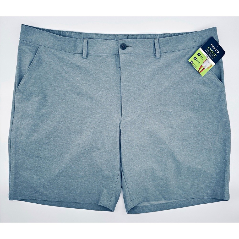Haggar Hybrid Performance Gray Knit Flat Front Shorts 9" Inseam Mens 44